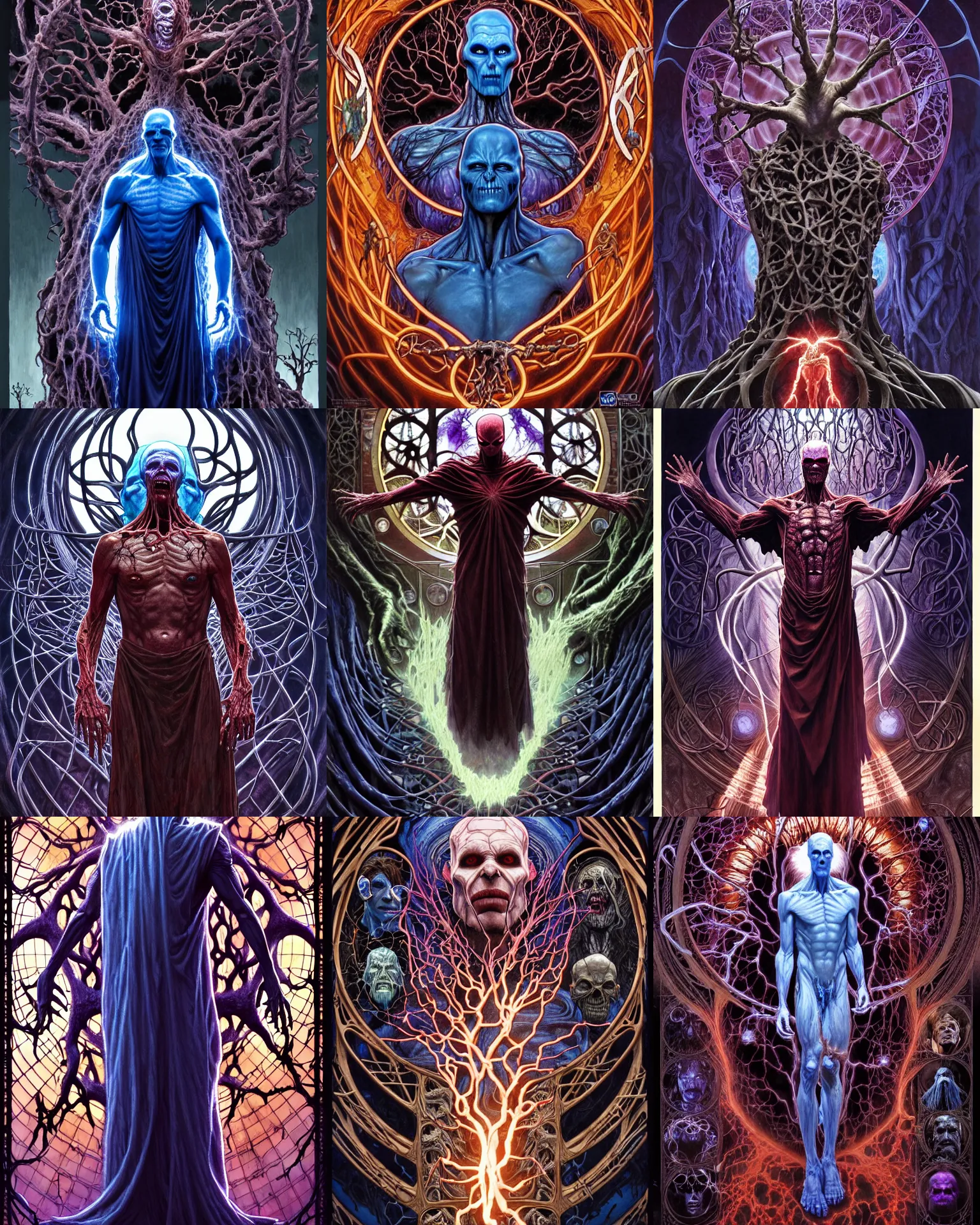 Prompt: the platonic ideal of the tree of life of cletus kasady ultimate carnage thanos dementor doctor manhattan chtulu nazgul, detailed, intricate, hyperrealism, intense, scary, decay, dmt, art by brock hofer and artgerm and greg rutkowski and alphonse mucha