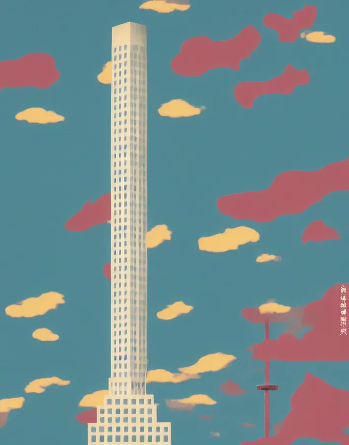 Prompt: fukuoka tower, a collage painting, in the style of wes anderson, lola dupre, david hockney, isolated on negative white space background dark monochrome fluorescent spraypaint accents volumetric octane render, no double figure