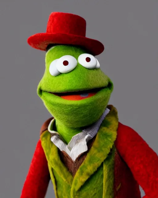 Prompt: dutch van der linde as a muppet. highly detailed felt. hyper real photo. 4 k.