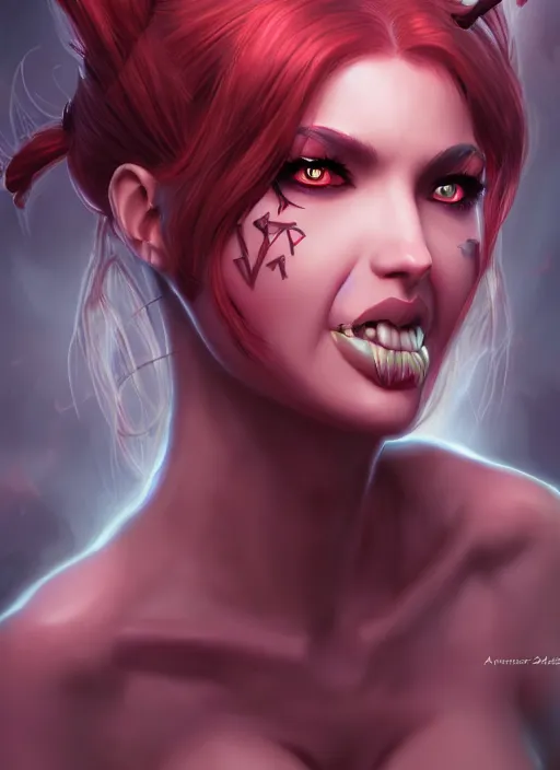 Image similar to very beautiful demon girl, artgerm, artstation, 4 k,