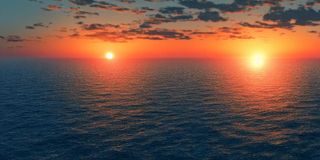 Prompt: sunset over the ocean horizon, detailed, 4 k