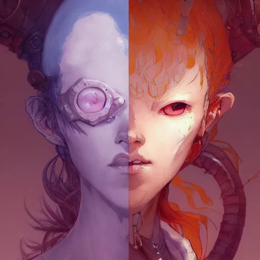 Image similar to prompt : dungeon character portrait soft light painted by james jean and katsuhiro otomo and erik jones, inspired by evangeleon anime, smooth face feature, intricate oil painting, high detail illustration, sharp high detail, manga and anime 1 9 9 9