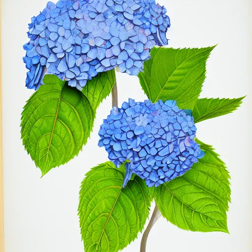 Image similar to Botanical illustration of a blue hydrangea