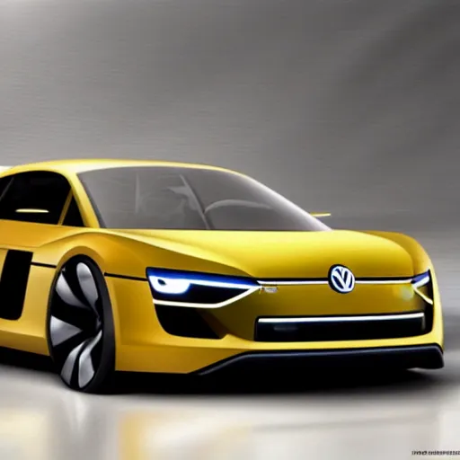 Image similar to a volkswagen r8 v10 concept car in a showroom :: Gran turismo 7 concept art