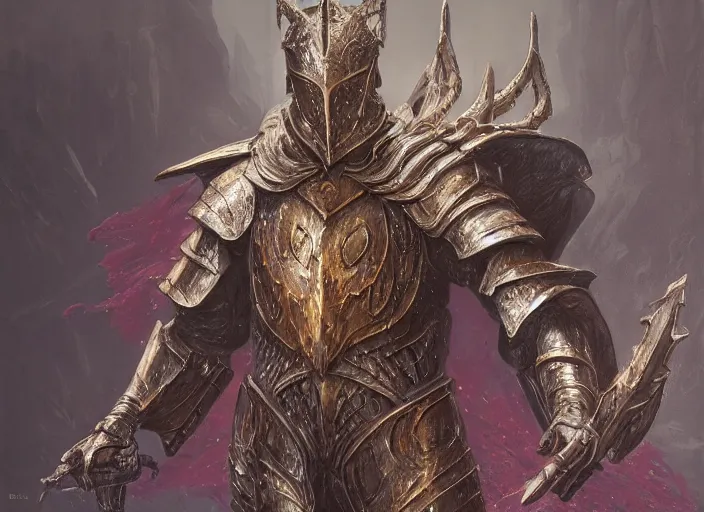 Image similar to royal knight in golden sun ornamented armor concept, beksinski, age of sigma art, frank franzetta, ruan jia, dark soul armor concept, trending on artstation, wayne barlowe, adrian smith fantasy art, elden ring art, the hobbit art, lord of the ring art, infinity blade armor