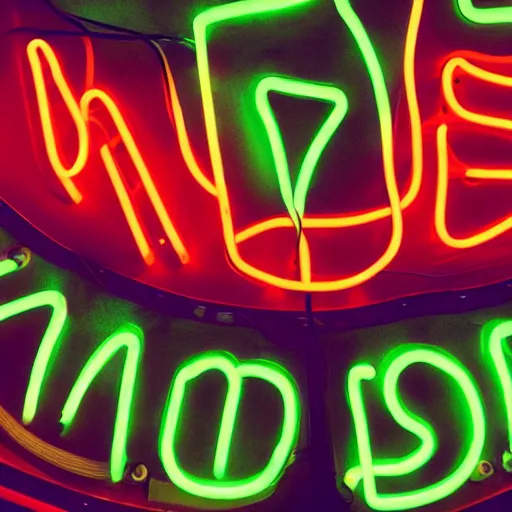 Prompt: closeup detail of neon sign tube