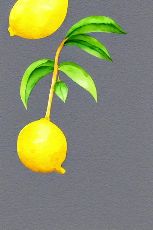 Prompt: minimalist watercolor art of a yellow lemon on white background, illustration, vector art