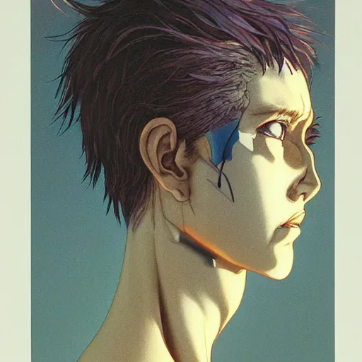 Image similar to citizen portrait soft light painted by and katsuhiro otomo and chad little, inspired by ghost in the shell, smooth face feature, intricate oil painting, high detail illustration, sharp high detail, manga and anime 1 9 9 9