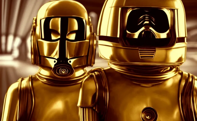 Image similar to hamster as c - 3 po, movie still, star wars, cinematic, sharp focus, cinematic grain, cinematic lighting, 8 k