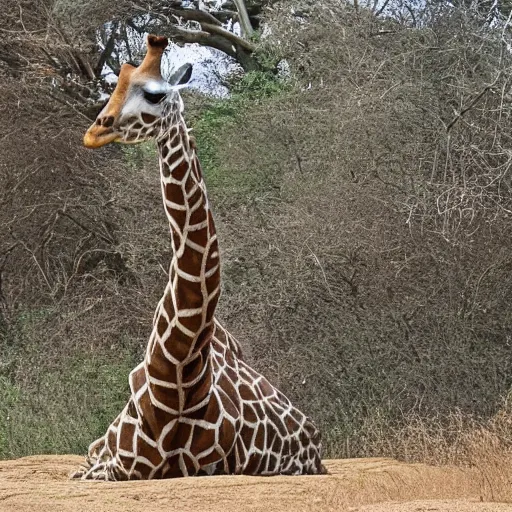 Image similar to a giraffe meditating