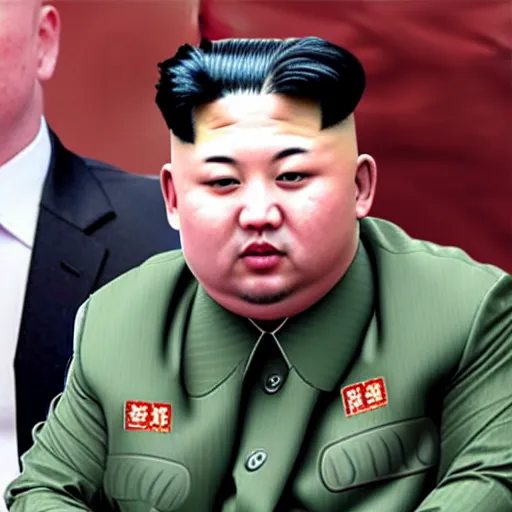 Image similar to kim jong un smoking weed in the middle of a war