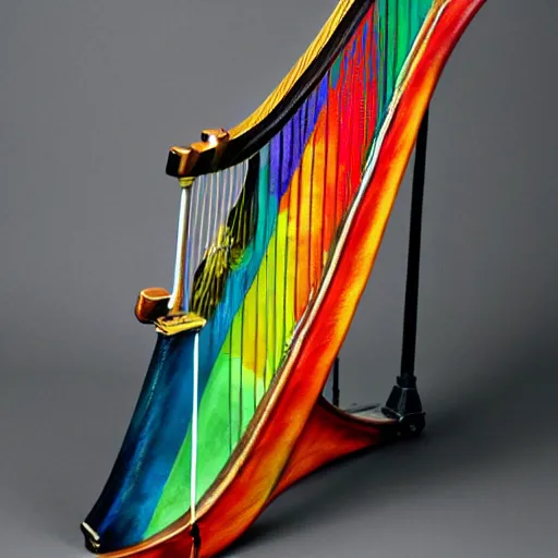 Image similar to a multi colored painted harp. artstation, masterpiece