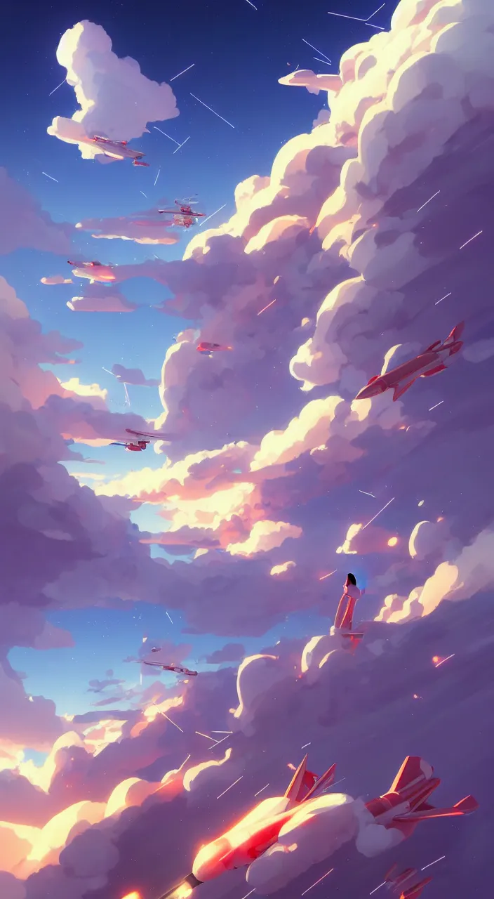 Image similar to incredible, mindblowing, rockets taking off into the clouds long exposure and humans watching, in marble incrusted of legends official fanart behance hd by jesper ejsing, by rhads, makoto shinkai and lois van baarle, ilya kuvshinov, rossdraws global illumination