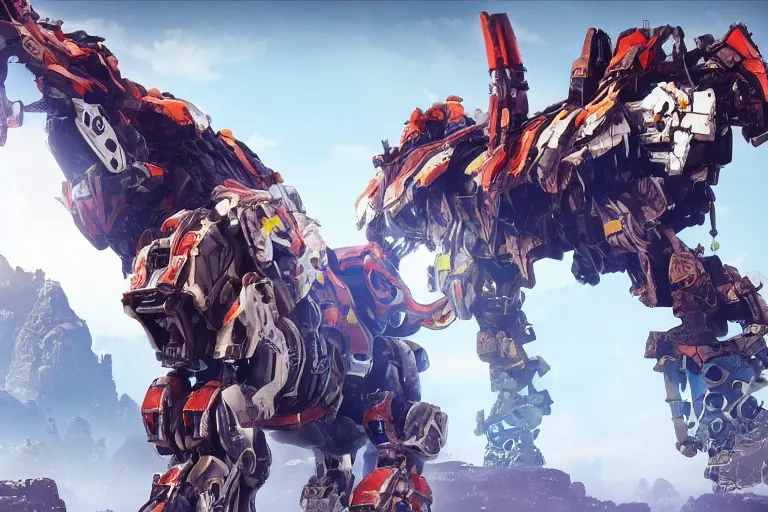 Image similar to scrapper machine mecha animal beast robot of horizon forbidden west horizon zero dawn bioluminiscence global illumination ray tracing hdr fanart arstation by sung choi and eric pfeiffer and gabriel garza and casper konefal