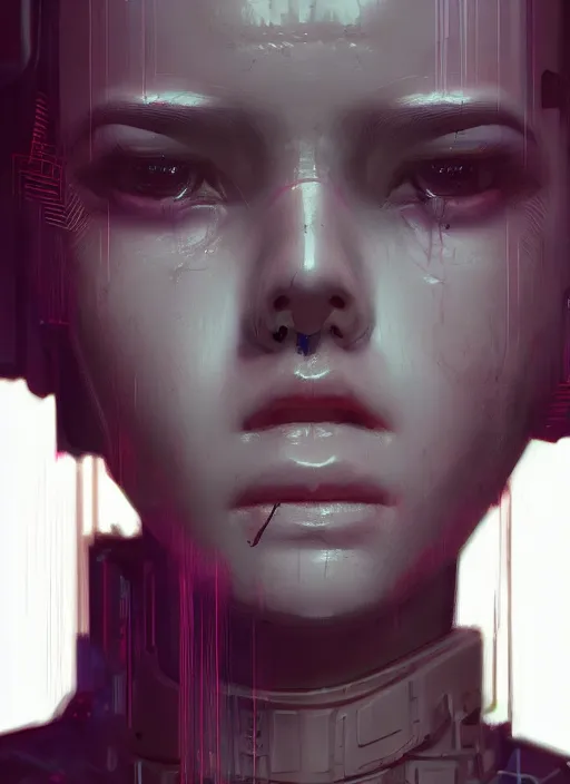 Image similar to portrait of a cyberpunk cyborg girl, art by maciej kuciara and liam wong, matte painting, trending on artstation, neon, realistic shading, perfect face, fine details, radiant light, 4 k