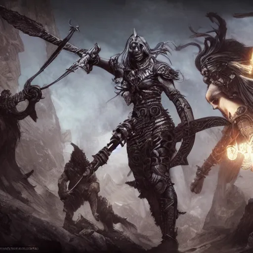 Image similar to valkyries and vikings, intricate detail, royo, vallejo, frazetta, giger, whealan, hd, unreal engine,
