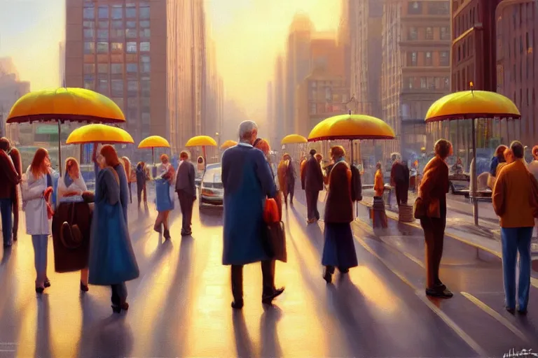 Prompt: ( ( a beautiful 8 k photorealistic masterpiece oil painting ) ( of ( utopia of a society where people are happy to go to work ) ) ( hyperrealism ) ( 1 6 k ) ( trending on artstation )