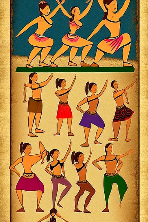 Image similar to 3000BC zumba fitness art poster on parchment