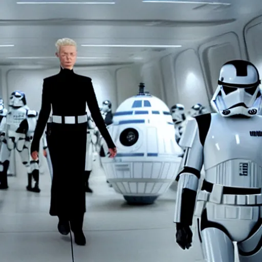 Prompt: tilda swinton as imperial officer in Star Wars aboard the Death Star