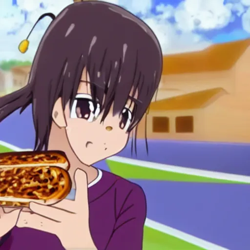 Prompt: mizuki from boku girl eating vegemite on toast disgustedly in anime style