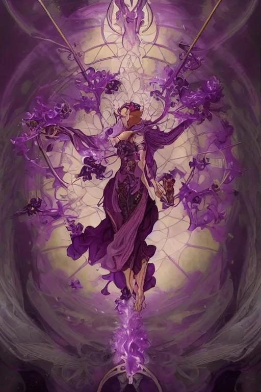 Image similar to purple fire magic, amethyst, magical, painted purple, rpg, icon, vector style, by nekro, peter mohrbacher, alphonse mucha, brian froud, yoshitaka amano, kim keever, victo ngai, james jean