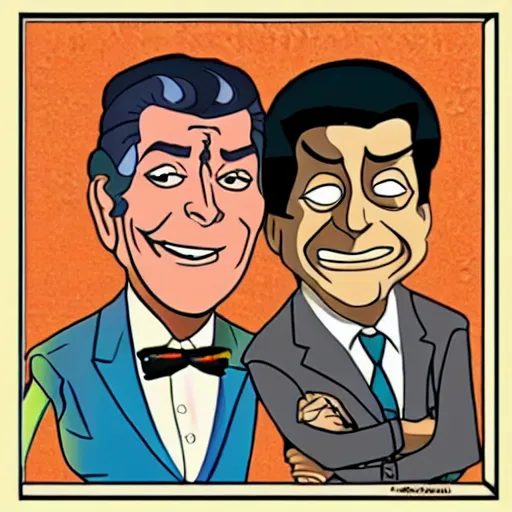 Image similar to Dean Martin and Jerry Lewis in the style of road to Eldorado