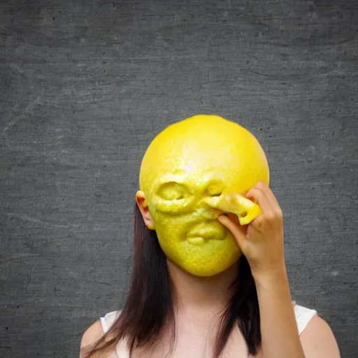 Prompt: human with lemon head