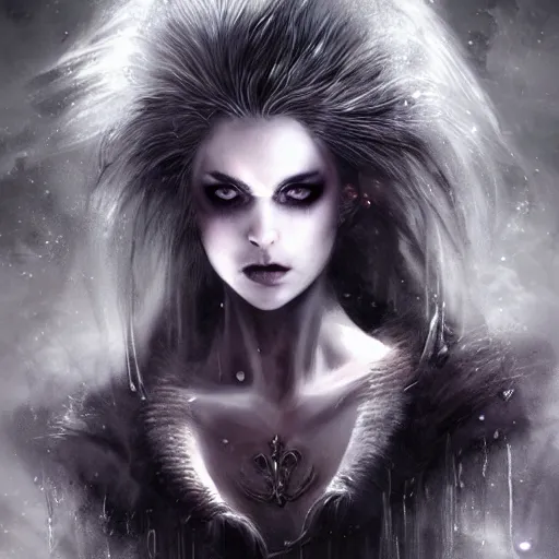 Prompt: kerli koiv nordic volva, darkwave, darksynth character portrait, sharp, digital matte painting, art by luis royo, greg rutkowski, wlop, dramatic lighting, trending on artstation