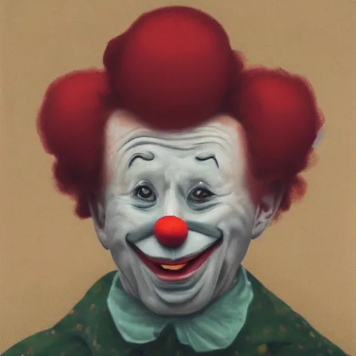 Image similar to A portrait of a crying clown with clouds on the background