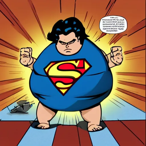 Image similar to A fat superman moderating on discord