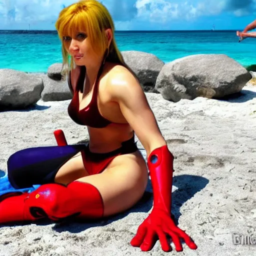 Prompt: samus aran chilling in aruba, metroid, aruba