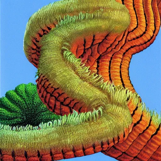 Image similar to Large centipede next to a house by Roger Dean