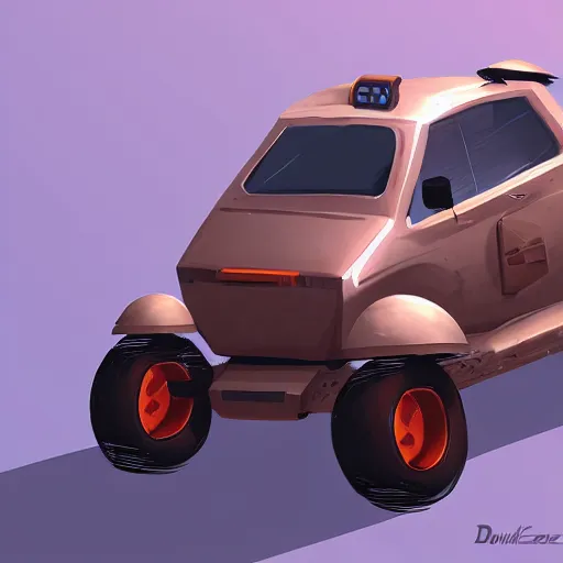 Image similar to 2d concept art of small vehicle by Dawid Michalczyk