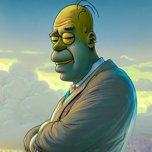 Image similar to Graffiti of a homer simpson, fantasy, intricate, elegant, highly detailed, digital painting, artstation, concept art, smooth, sharp focus, illustration, art by artgerm and greg rutkowski and alphonse mucha