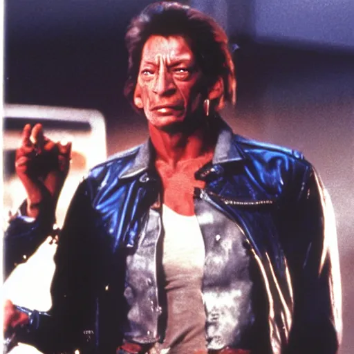 Prompt: jim varney as the terminator 1 9 8 4