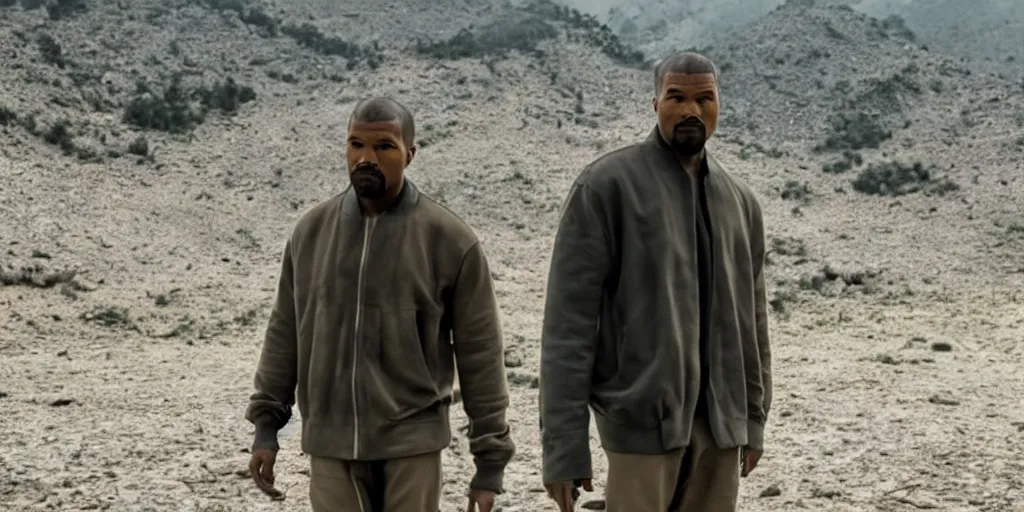Prompt: Jamie Foxx as Kanye West in 'YE' (2023), movie still frame