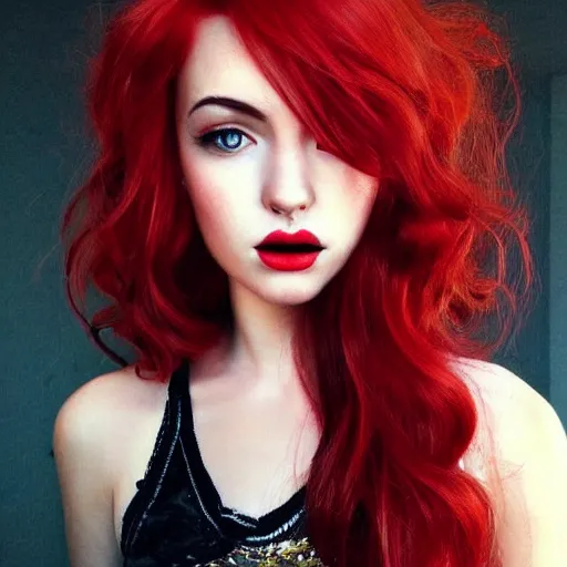 Image similar to Portrait of a beautíful young lady with red hair, sharp, detailed, award winning, arstation, pinterest