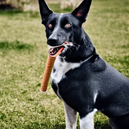 Image similar to photo of dog with cigar in mouth