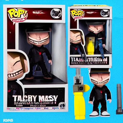 Prompt: eminem cosplay tracey, stop motion vinyl action figure, plastic, toy, butcher billy style