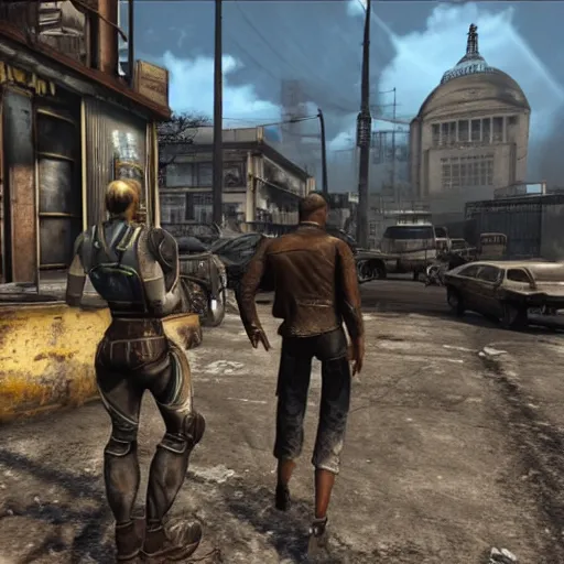 Image similar to promotional screenshot of fallout videogame set in paris