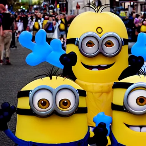 Image similar to minion macys parade float realistic photo