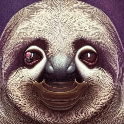 Prompt: a portrait of a sloth portrait, cute and adorable, pretty, beautiful, art portrait, matte fantasy painting, deviantart, super detailed eyes, super detailed, nose, super detailed, eyes, artstation, by jason felix by steve argyle by tyler jacobson by peter mohrbacher, cinematic