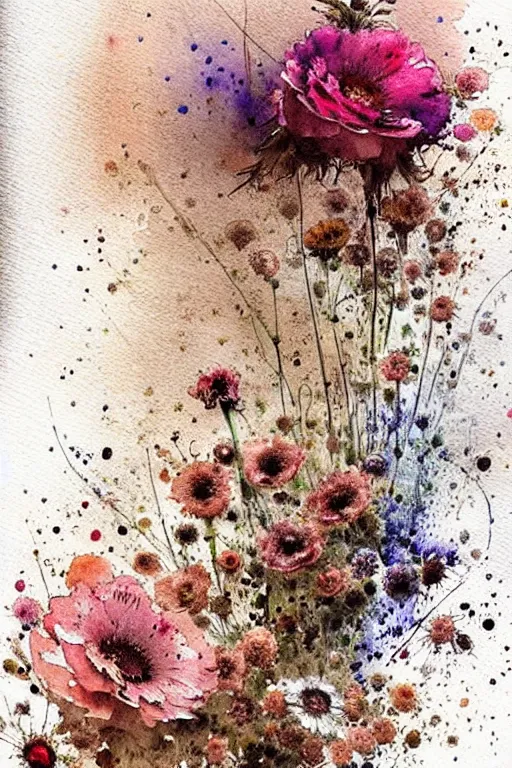 Prompt: ( ( ( ( ( loose loose watercolor of flowers painterly, book illustration watercolor granular splatter dripping paper texture. muted colors. ) ) ) ) ) by jean - baptiste monge!!!!!!!!!!!!!!!!!!!!!!!!!!!!!!