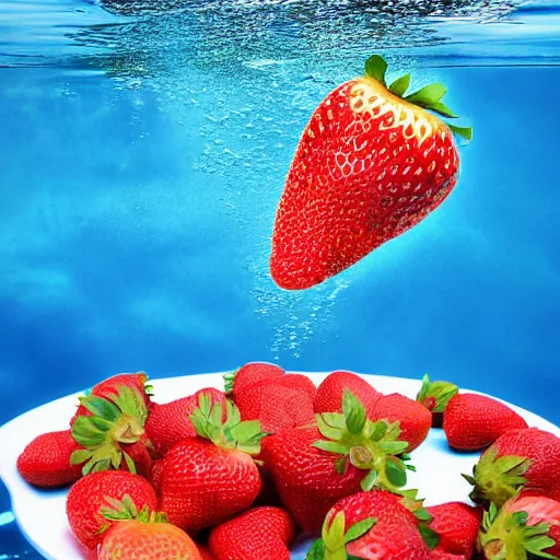 Image similar to half cut slices strawberry, splash underwater! photoshop edit, golden ratio