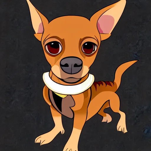 Image similar to a brown chihuahua, in the style of goof troop, illustration, epic, realistic, hyper detailed, smooth