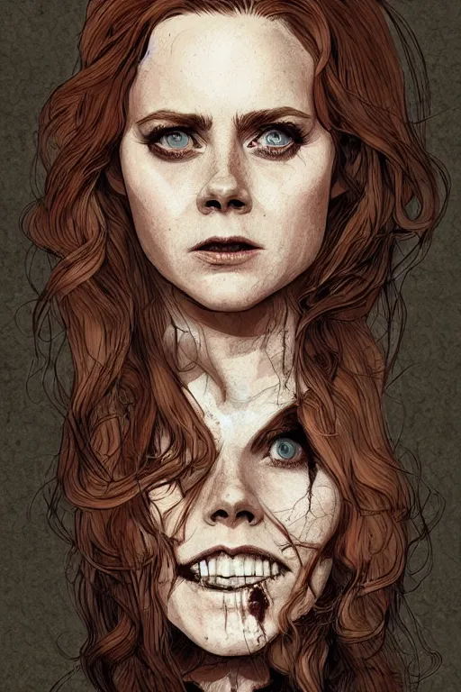 Prompt: amy adams in sleepy hollow, full body, big two toned eyes, teeth gritted, horror, intricate details, cinematic, epic, realistic, anatomy, tomer hanuka, uplight, artstation, photorealistic, scary