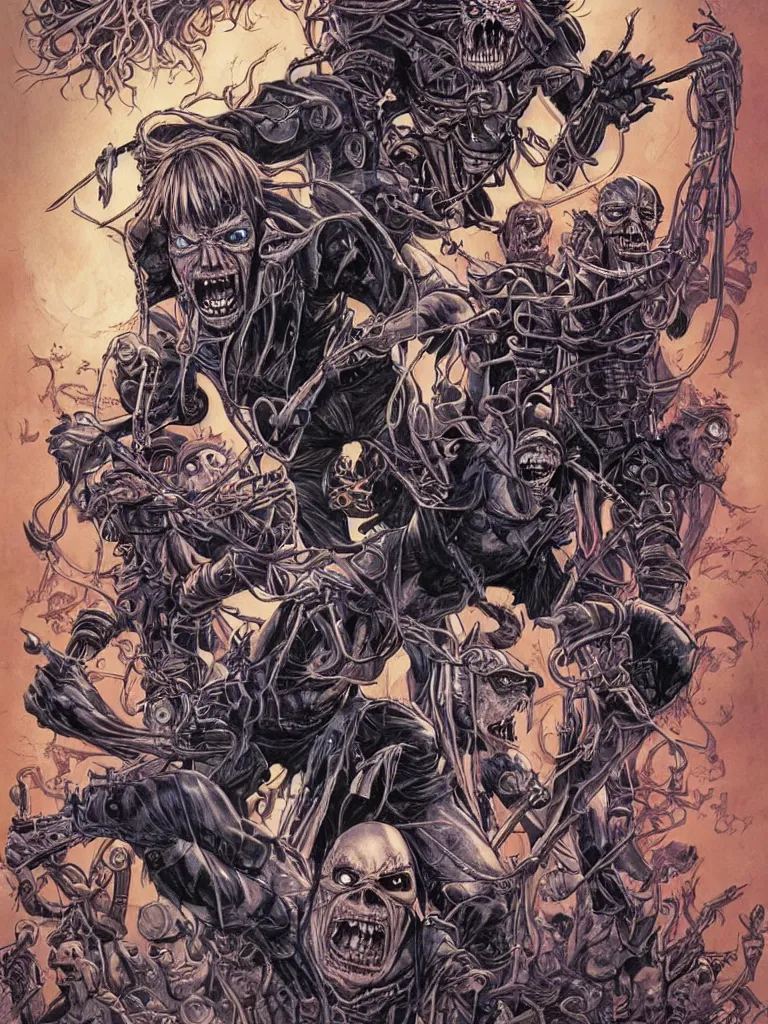 Image similar to iron maiden's eddie drawn by james jean on a fables comicbook cover