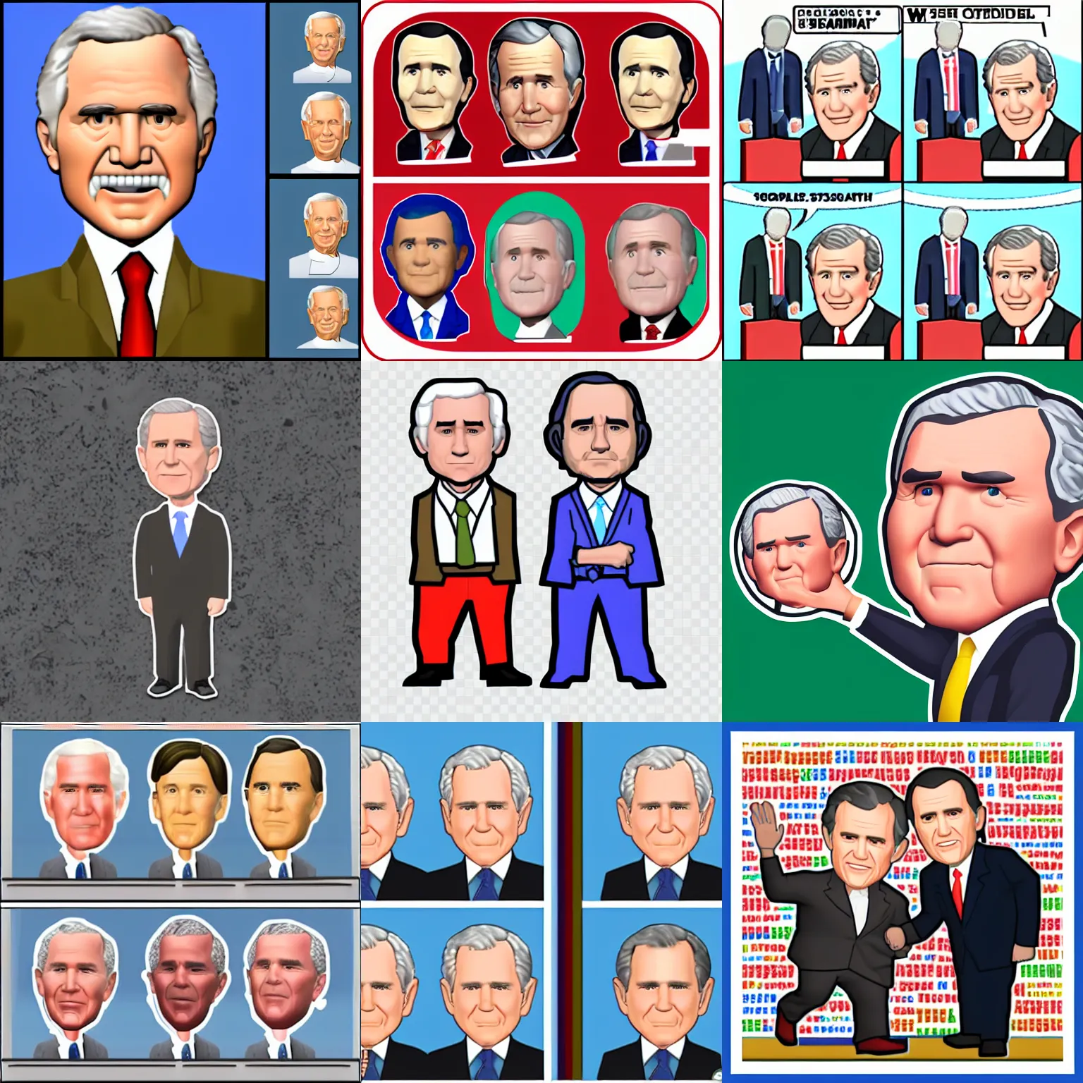 Prompt: 3 d bitmoji george w bush