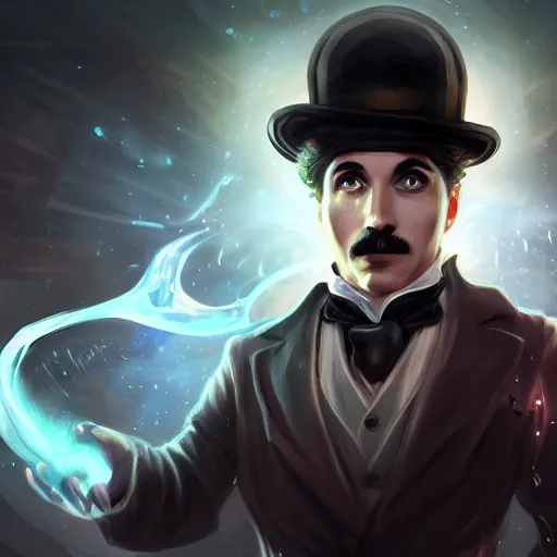 Prompt: portrait of charlie chaplin as a spellcaster, league of legends amazing splashscreen artwork, splash art, natural light, elegant, photorealistic facial features, intricate, fantasy, detailed face, atmospheric lighting, anamorphic lens flare, cinematic lighting, league of legends splash art, hd wallpaper, ultra high details by greg rutkowski