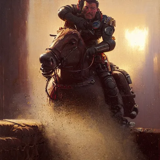 Image similar to portrait of hollywood agent gary murdoch, who lives in a nissan sentra. caustics, war hero, apex legends, by gaston bussiere, bayard wu, greg rutkowski, giger, maxim verehin